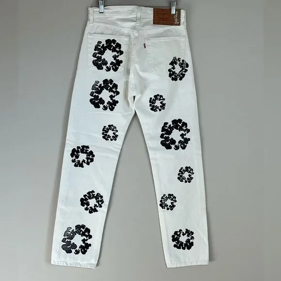 Denim Tears x Levi's Men's Cotton Wreath Chainstitch Jeans White 31 x 32
